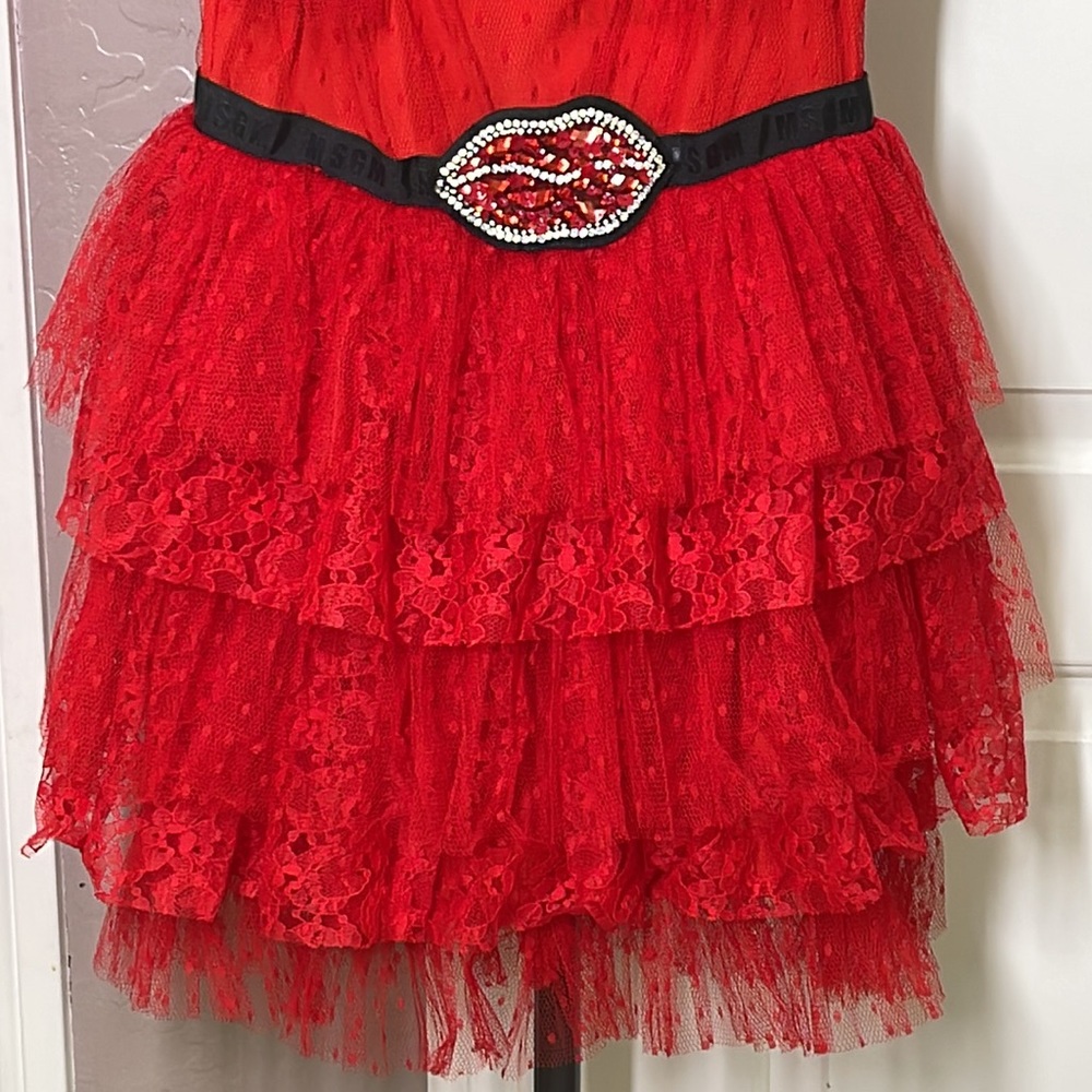 MSGM Layered Tulle Mini Dress Red Size 42/8 - Picture 5 of 15